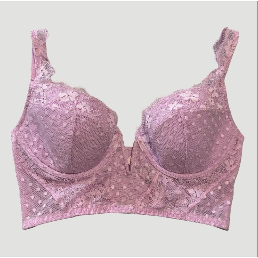 NEW Victorias Secret 36C Dream Angels Corset Bra Lace Polka Dot Mesh